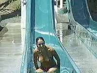 Water-slides! You know what it means when you hear the word! Tits falling out of bikini, our hunter waiting for the glorious moment